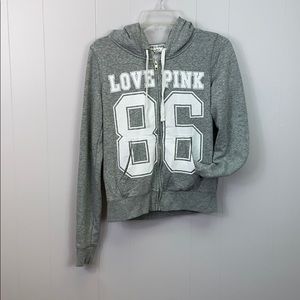 victoria’s secret PINK gray zip up hoodie medium